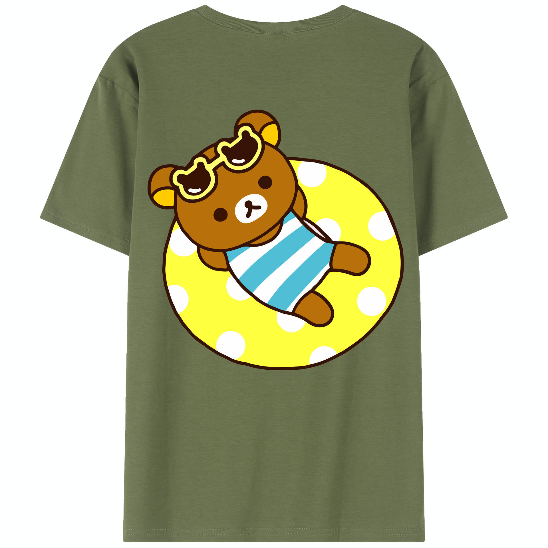 （画像用） リラックマ リラックマ キイロイトリ Rilakkuma Korilakkuma Kiiroitori 綿100％半袖Tシャツ（背面プリント）